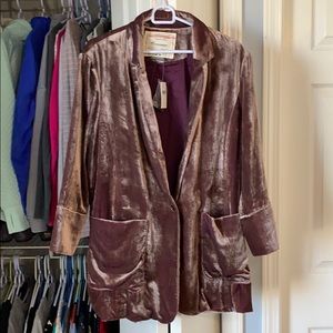 Mauve Velvet Single button blazer